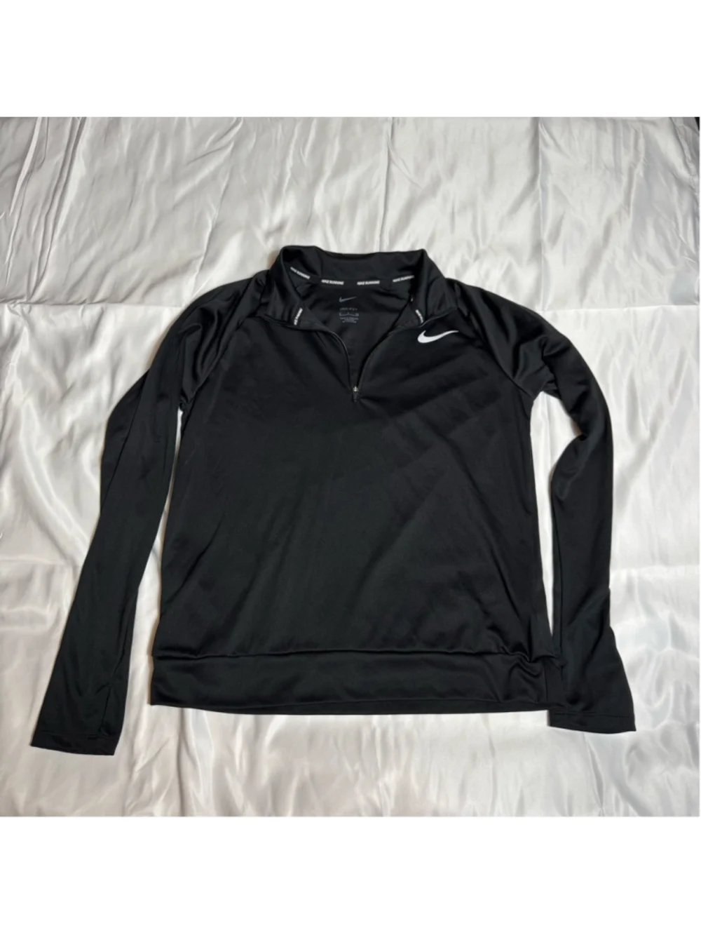 Women's Nike Black Dri-FIT Long Sleeve Running Tee S with White Logo